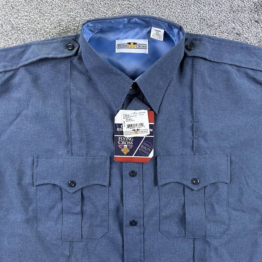 Flying Cross Command Shirt French Blue Long Sleeve Uniform 18.5 36/37 35W78Z NEW